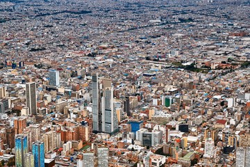 City of Bogota, Colombia on dull misty rainy day
