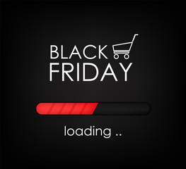 Black friday sale, black banner, super sale, special offer, design template, loading vector illustration