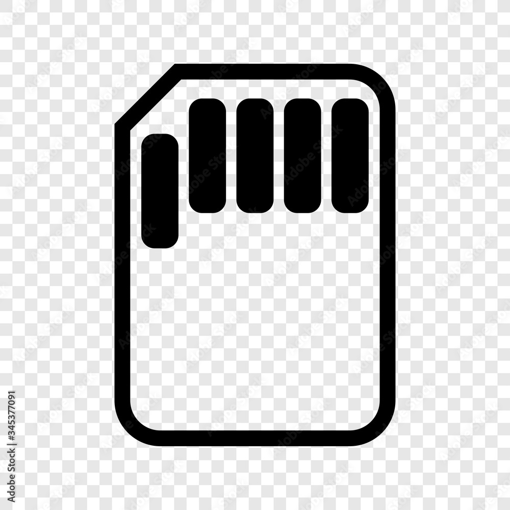 Poster memory card icon vector on transparent grid