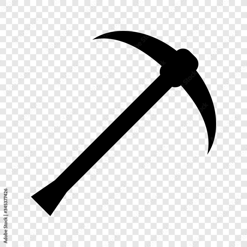 Poster pickaxe icon on transparent grid