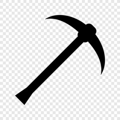 Pickaxe icon on transparent grid