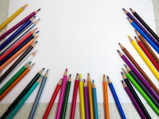 Colored pencils on the white background.