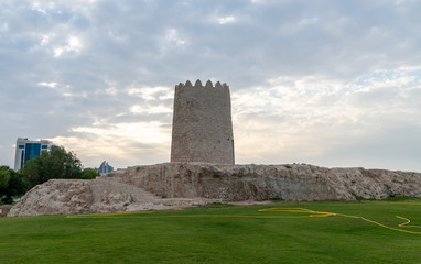 Fototapeta na wymiar Old Fort near the Al Bidda metro in Doha, Qatar