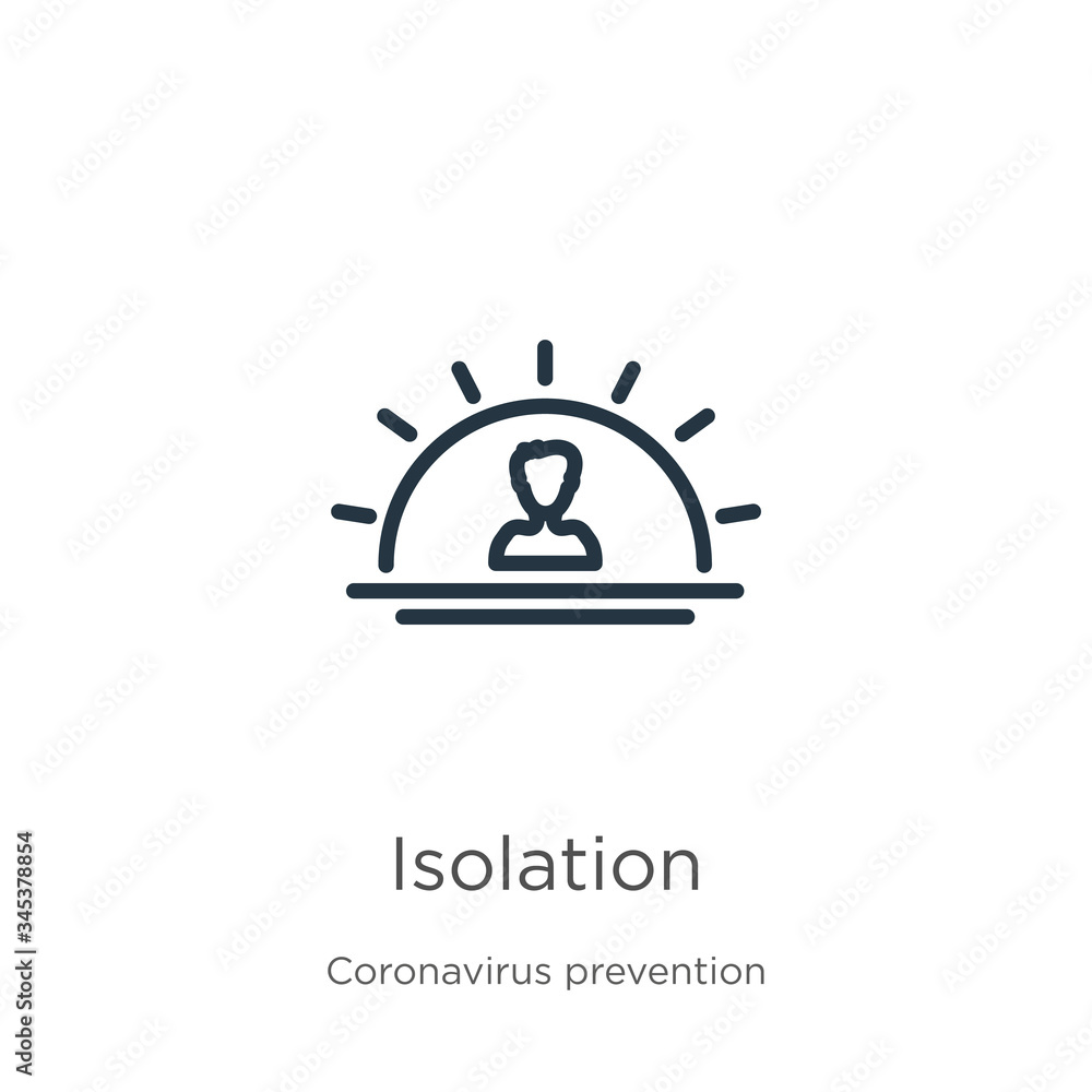 Poster isolation icon. thin linear isolation outline icon isolated on white background from coronavirus pre