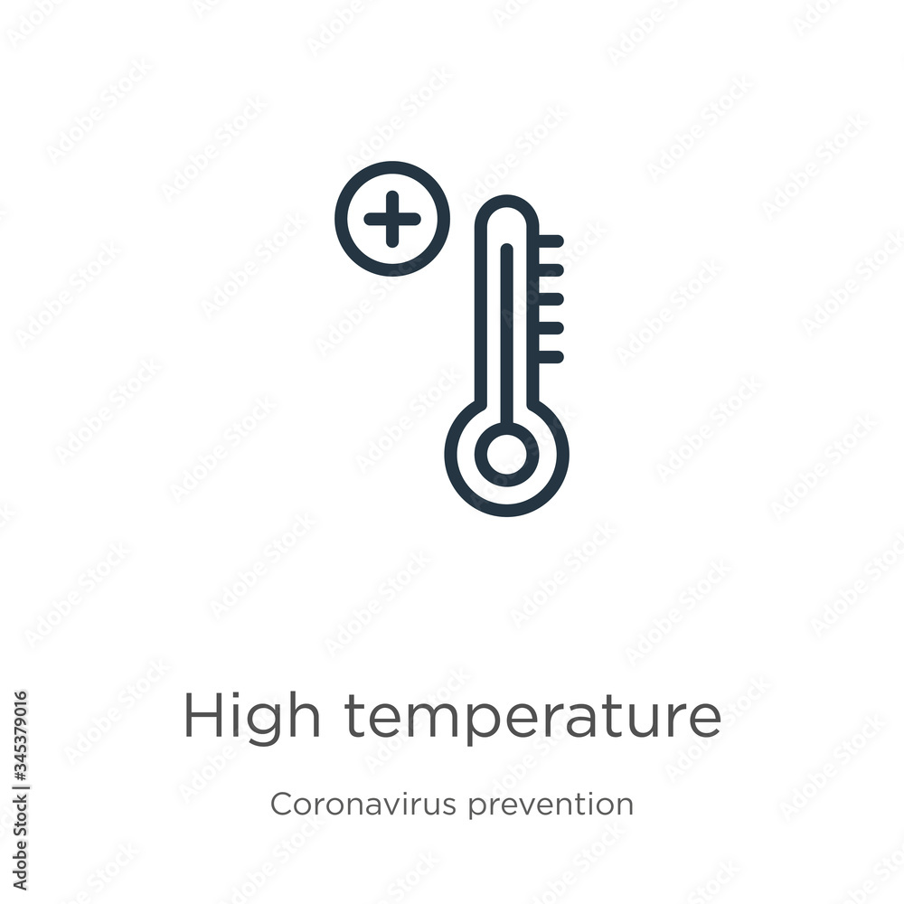 Poster high temperature icon. thin linear high temperature outline icon isolated on white background from c