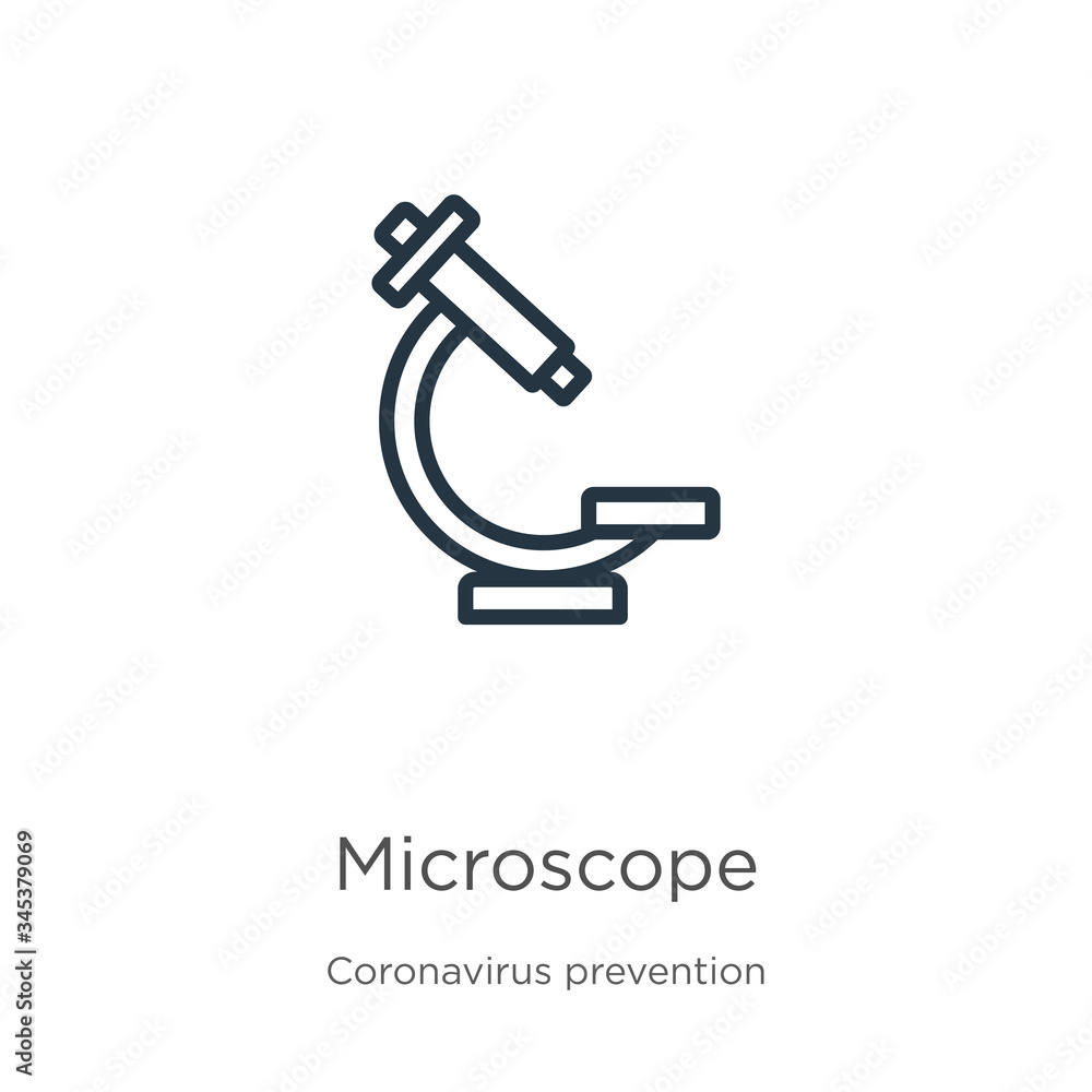 Aufkleber microscope icon. thin linear microscope outline icon isolated on white background from coronavirus p