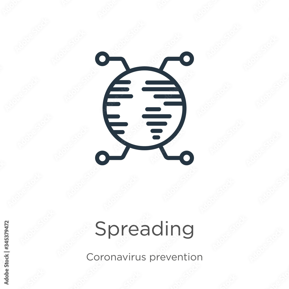 Poster spreading icon. thin linear spreading outline icon isolated on white background from coronavirus pre