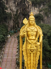 huge gold statue in Batu caves, Malaysia