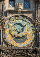 Prague astronomical clock, famous Prague landmark in the center square of Czech Republic capital city.