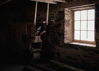 Fototapeta na wymiar Inside of Abandonded Mill, Light and Shadow