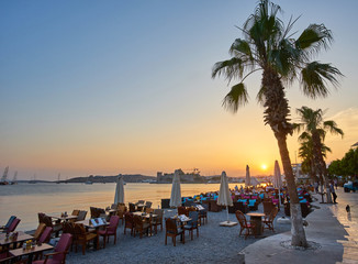 beach restaurant at evening