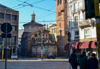 Downtown Milan. Building and streets of Milan
