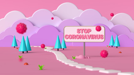 Stop Coronavirus COVID-19 Abstract Stylized 3d Illustration