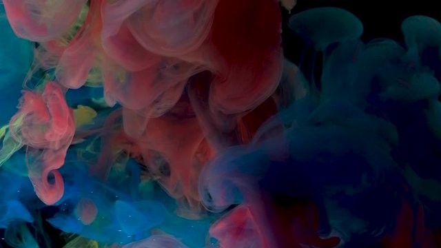 4K , Color paint drops in water , Colorful ink in water, 4K footage,
