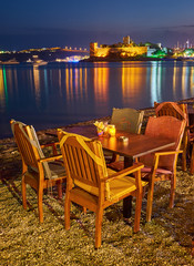 beach restaurant at evening