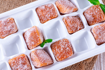 Ice tray with fruit puree