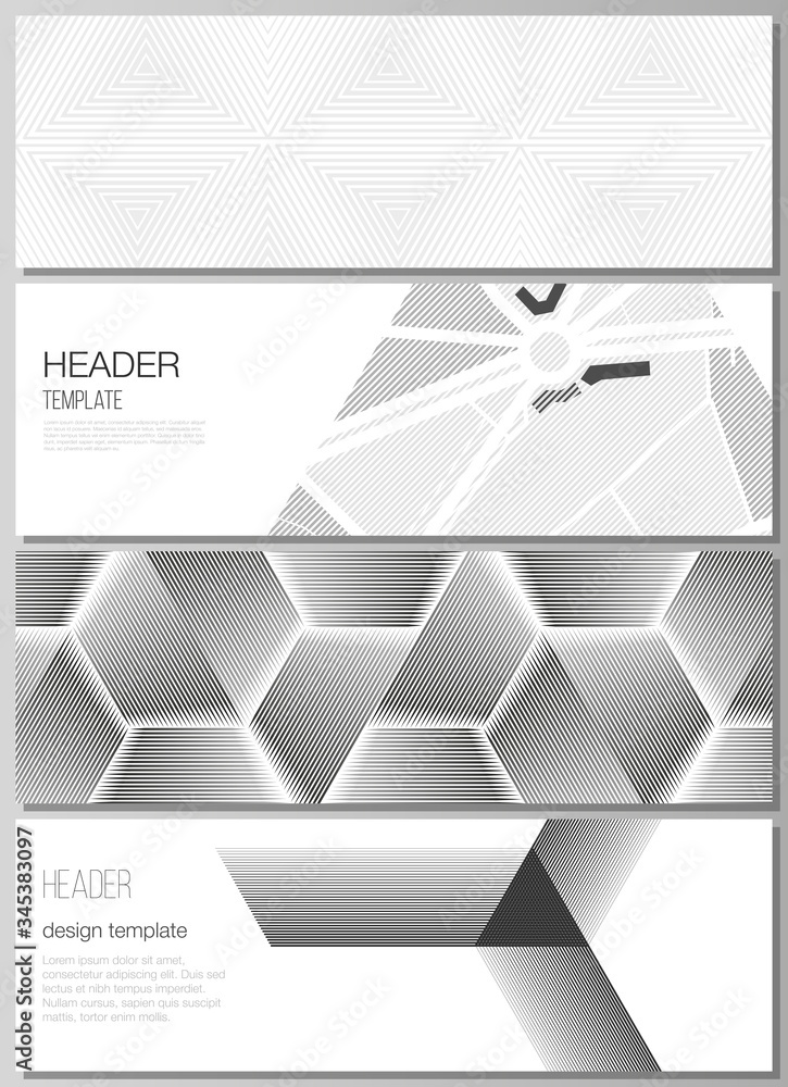 Poster the minimalistic vector illustration of the editable layout of headers, banner design templates. abs