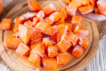 Pieces of frozen pumpkin