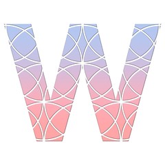 ENGLISH ALPHABET MADE OF BLUE AND RED ABSTRACT PIECES : W