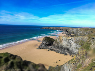 Sandy beach in South England Cornwall 