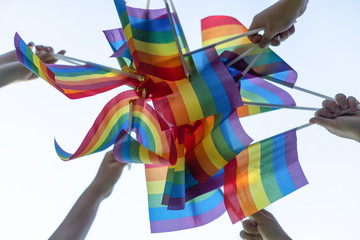 LGBT pride or Gay pride with rainbow flag for lesbian, gay, bisexual, and transgender people human rights social equality movements in June month