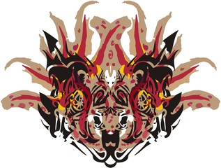 Carnival ornate cat or tiger mask. Unusual ornate mask isolated on white background for holidays, prints, textiles, posters, etc.