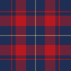 Red and blue plaid seamless pattern. Vector background