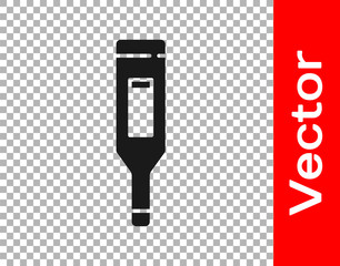 Black Medical digital thermometer for medical examination icon isolated on transparent background.  Vector Illustration