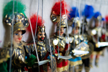Traditional Sicilian puppets used for The Opera dei Pupi is a theatrical performance of marionettes of romantic poems frank, Italy