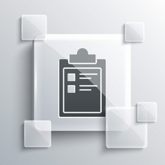 Grey Sport training program or fitness plan icon isolated on grey background. Square glass panels. Vector Illustration