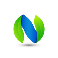 Awesome Abstract Gradient Letter N Leaf Company Modern Logo Design Vector Template Premium