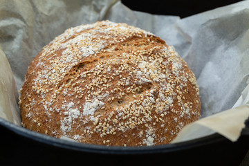 Freshly baked, homemade seeded brown bread