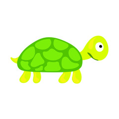 
Cartoon Cute Green Little sea Turtle. Simple vector illustration isolated on white background.