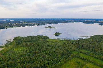 Fototapeta na wymiar Island on Lake Vrevo, Leningrad Region, Russia. Northern nature of Russia. Travels.