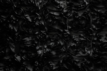 Black floral fabric monochrome background