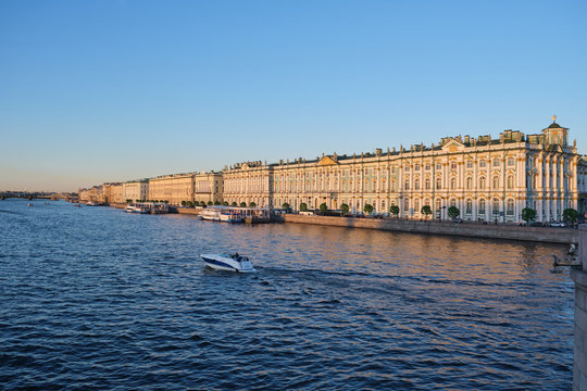 ST. PETERSBURG, RUSSIA - MAY, 2019: View of St. Petersburg. The Winter Palace, Hermitage, the largest world art museum