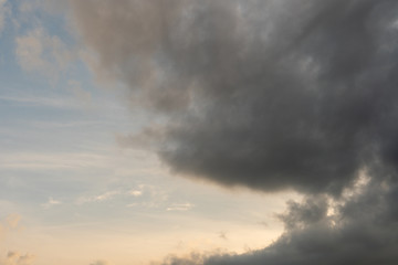 gray clouds. The sky before the rain and thunder. blue sky over gray clouds