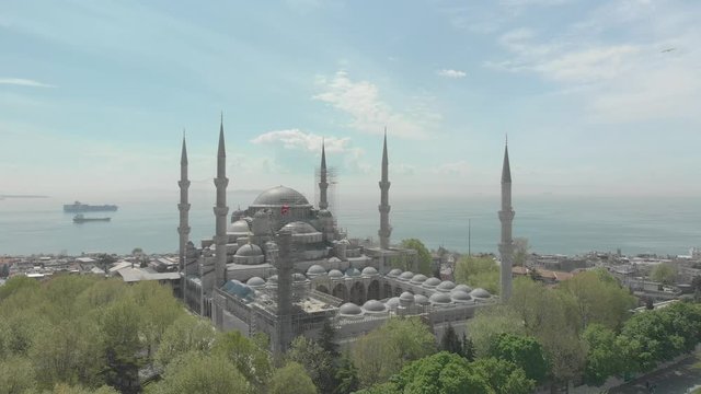 Aerial view of The Blue Mosque during lockdown in Istanbul