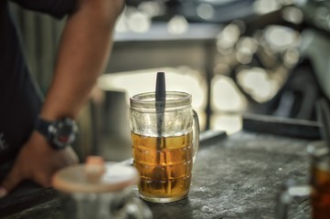 Fototapeta na wymiar good ice tea to drink during the daytime