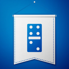 Blue Domino icon isolated on blue background. White pennant template. Vector Illustration