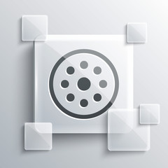 Grey Sewing button for clothes icon isolated on grey background. Clothing button. Square glass panels. Vector Illustration