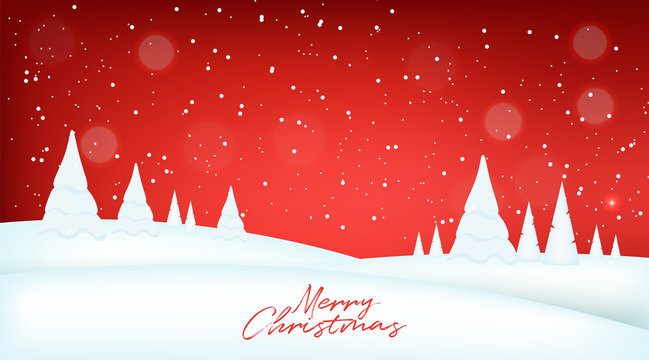 Realistic red background, holiday banner,happy new year and merry christmas, hello winter, red card with snowflakes, vector
