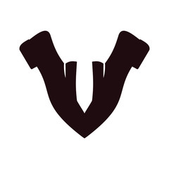 Initial letter V logo template with shoe illustration in flat flat design monogram symbol