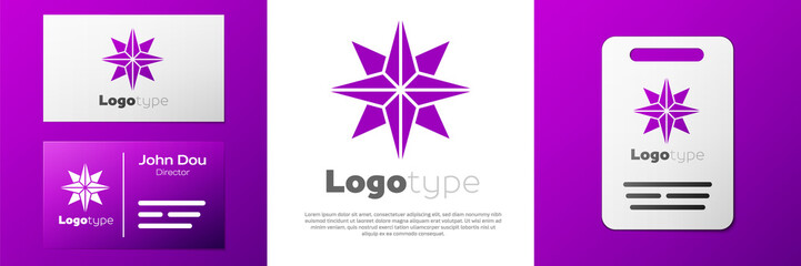 Logotype Wind rose icon isolated on white background. Compass icon for travel. Navigation design. Logo design template element. Vector Illustration