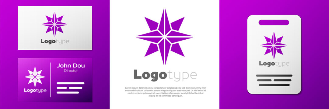 Logotype Wind rose icon isolated on white background. Compass icon for travel. Navigation design. Logo design template element. Vector Illustration