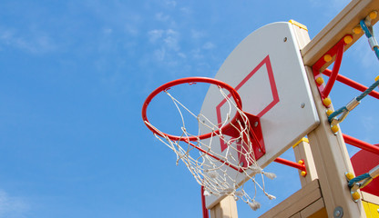 basketball net in the open air. Against the blue sky.copyspace for text.