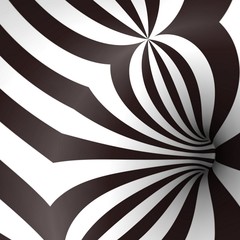 ILLUSTRAZIONE 3D ASTRATTA DI LINEE BIANCHE E NERE ILLUSIONE OTTICA 
