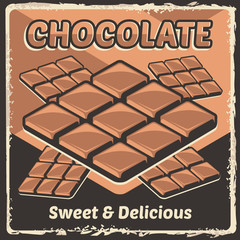 Chocolate Bar Cocoa Choco Rustic Classic Retro Vintage Signage Poster Vector