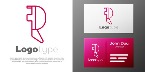 Logotype line Fencing helmet mask icon isolated on white background. Traditional sport defense. Logo design template element. Vector Illustration