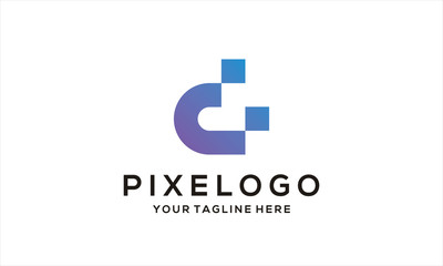 Letter D for pixel logo template